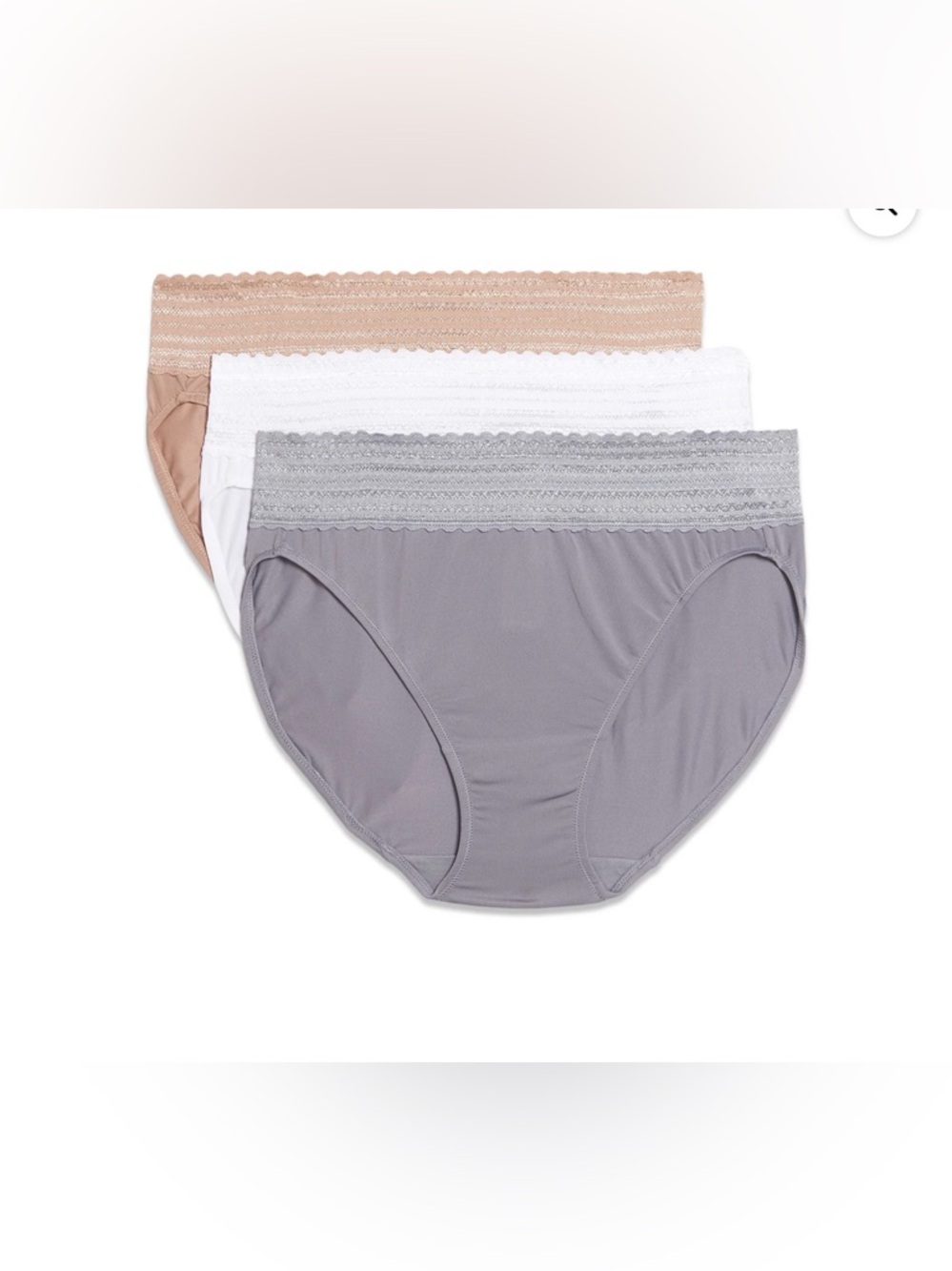 💜Warners® Dig-Free Comfort Waistband Lace Microfiber Hi-Cut 3Pack Size:3XL/22
